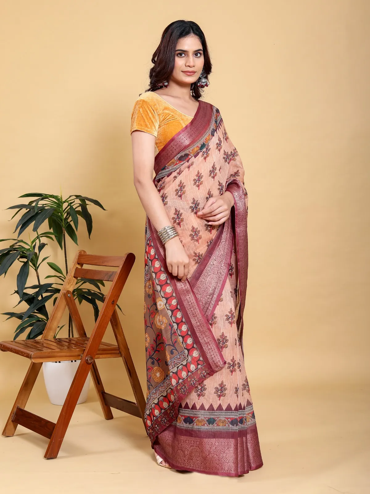 Linen Cotton printed saree - Image 3 in Kolkata